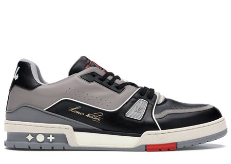 louis vuitton lv trainer sneaker low black grey|Louis Vuitton denim trainers.